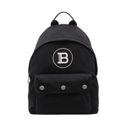 Balmain "B-Back" Backpack in Soft Nylon w/ Calf Leather Details