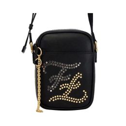 Fendi Small Crossbody Bag in Calligraphy Studded Calf Leather