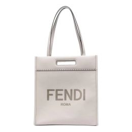Fendi "Roma" Tote Bag in Soft Calf Leather - Ghiaia (Light Gray)