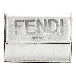 Fendi “Roma” Micro Trifold Wallet in Calf Leather - Silver Metallic