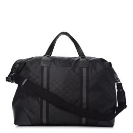 Gucci XL "GG" Monogram Duffle Bag in Nylon/Calf Leather Trim