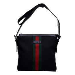 Gucci Web Stripe Crossbody Bag in Canvas - Classic Black