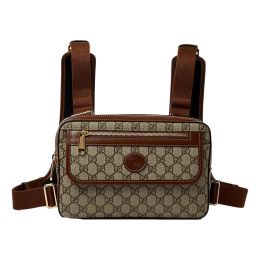 Gucci Retro Mini Holster Backpack in GG Canvas w Leather Trim