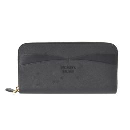 Prada “Waves” Continental Wallet in Safiano Calf Leather - Black