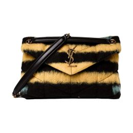 Saint Laurent “Loulou” Yellow/Brown Tie-Dye Wool Shoulder Bag