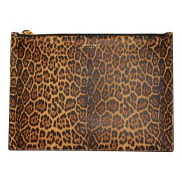 Saint Laurent Medium Pouch in Soft Calf Leather - Leopard Print