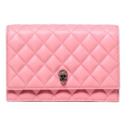 Alexander McQueen "Skull" Shoulder Bag in Quilted Calf Leather (Please choose color: Cotton Candy Pink)