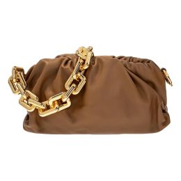 Bottega Veneta Chain Shoulder Bag in Supple Calf Leather (Please choose color: Brown)