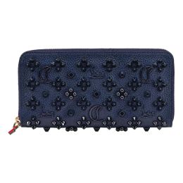 Christian Louboutin “Panettone” Studded Wallet in Calf Leather (Please choose color: Navy Blue)