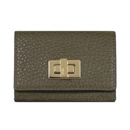Fendi Men’s Micro Trifold Wallet in Supple Selleria Calf Leather (Please choose color: Avocado Green)