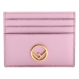 Fendi “F” Logo Pocket-Size Card Case/Wallet in Calf Leather (Please choose color: Lavanda Pink)