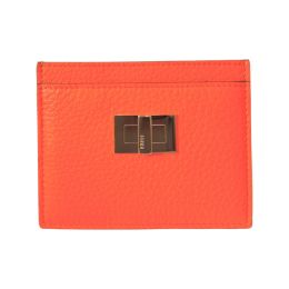 Fendi “Peekaboo” Vitello Grained Calf Leather Card Case Wallet (Please choose color: Orange)