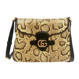 Gucci "GG" Orange or Python Print Calf Leather Shoulder Bag (Please choose color: Natural Python Print)