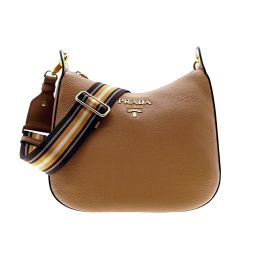 Prada Vitello Calf Leather Shoulder Bag w/ Nylon Web Strap (Please choose color: Caramel)