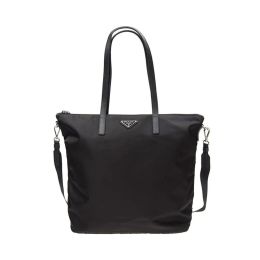 Prada Convertible Shopping Tote Bag in Supple Tessuto Nylon (Please choose color: Classic Black)