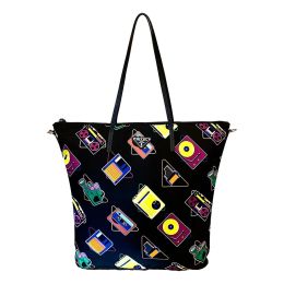 Prada Convertible Shopping Tote Bag in Supple Tessuto Nylon (Please choose color: Classic Black w/ Cassette Print)