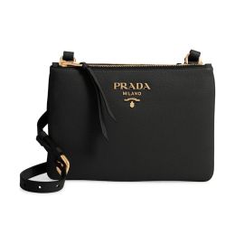 Prada Crossbody Bag in Plush Vitello Phenix Calf Leather (Please choose color: Classic Black)