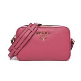 Prada Unisex Camera Bag in Vitello Phenix Calf Leather (Please choose color: Peonia Pink)