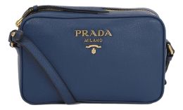Prada Unisex Camera Bag in Vitello Phenix Calf Leather (Please choose color: Royal Blue)