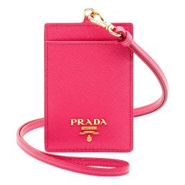 Prada ID/Cardholder Lanyard in Soft Vitello Move Calf Leather (Please choose color: Fuchsia Pink)
