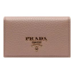 Prada Women's Card Case/Wallet in Vitello Grain Calf Leather (Please choose color: Cameo Beige)