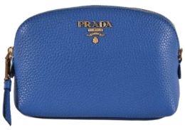 Prada "Contenitore" Cosmetic Case in Vitello Daino Calf Leather (Please choose color: Azzurro Blue)