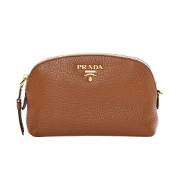 Prada "Contenitore" Cosmetic Case in Vitello Daino Calf Leather (Please choose color: Cannella Brown)