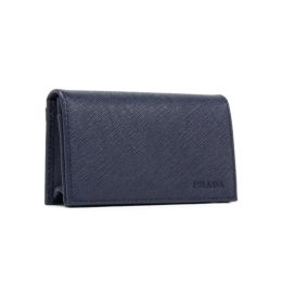 Prada Men’s Card Holder/Wallet in Supple Safiano Calf Leather (Please choose color: Baltico Blue)