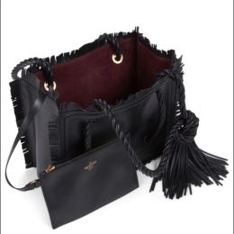 Valentino Garavani "The Rope" Fringe Vitello Leather Tote Bag (Please choose color: Classic Black)
