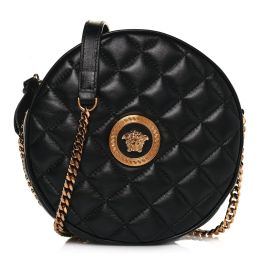 Versace "La Medusa" Round Shoulder Bag in Quilt Calf Leather (Please choose color: Classic Black)