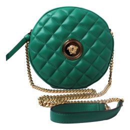 Versace "La Medusa" Round Shoulder Bag in Quilt Calf Leather (Please choose color: Emerald Green)