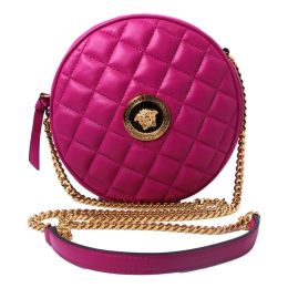 Versace "La Medusa" Round Shoulder Bag in Quilt Calf Leather (Please choose color: Orchid Pink)