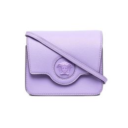 Versace "La Medusa" Crossbody Bag in Pebbled Calf Leather (Please choose color: Lilac)