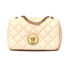 Versace "Medusa" Quilted Napa Calf Leather Crossbody Bag (Please choose color: Beige)