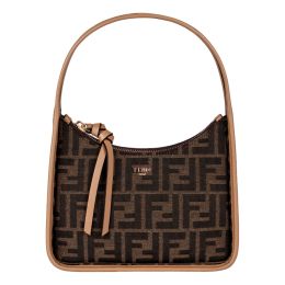 Fendi "Fend Essence" Zucca Print Canvas Crescent Handbag