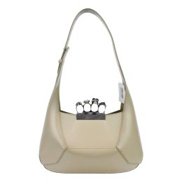 Alexander McQueen “Jeweled” Hobo Bag in White Calf Leather