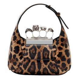Alexander McQueen Skull Jewelled Leopard Print Shoulder Bag