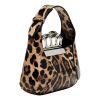 Alexander McQueen Skull Jewelled Leopard Print Shoulder Bag