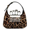 Alexander McQueen Skull Jewelled Leopard Print Shoulder Bag