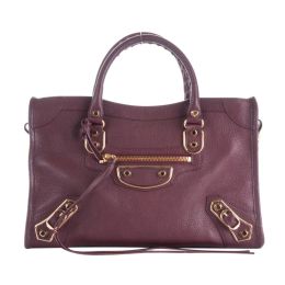 Balenciaga "City" Small Shoulder Bag in Goat Leather - Violet