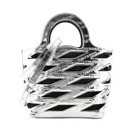 Balenciaga “Neo“ Satchel in Emb. Patent Leather - Metallic Silver