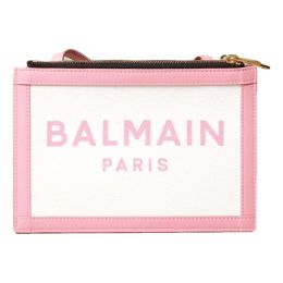 Balmain 3 Pack Shoulder Bag in White Canvas/Pink Leather Trim