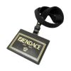 Fendi “Fendace” Card Case Lanyard Wallet in Black Calf Leather