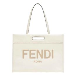 Fendi "2-Way" Logo Tote Bag in Smooth/Soft Calf Leather - Ivory