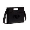 Fendi "2-Way" Small Black Logo Smooth Calf Leather Tote Bag