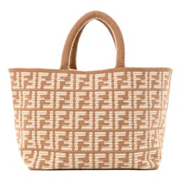 Fendi “FF” Large Tote Bag in Knitted Cashmere - Camillo Beige