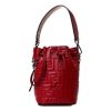 Fendi Embossed Leather Mon Tresor Bucket Bag - Fragola Red
