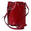 Fendi Embossed Leather Mon Tresor Bucket Bag - Fragola Red