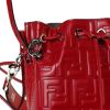 Fendi Embossed Leather Mon Tresor Bucket Bag - Fragola Red