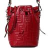 Fendi Embossed Leather Mon Tresor Bucket Bag - Fragola Red